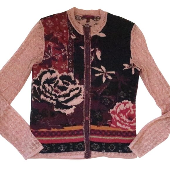 KENZO floral intarsia tank & cardigan sweater twin set M - Picture 6 of 9